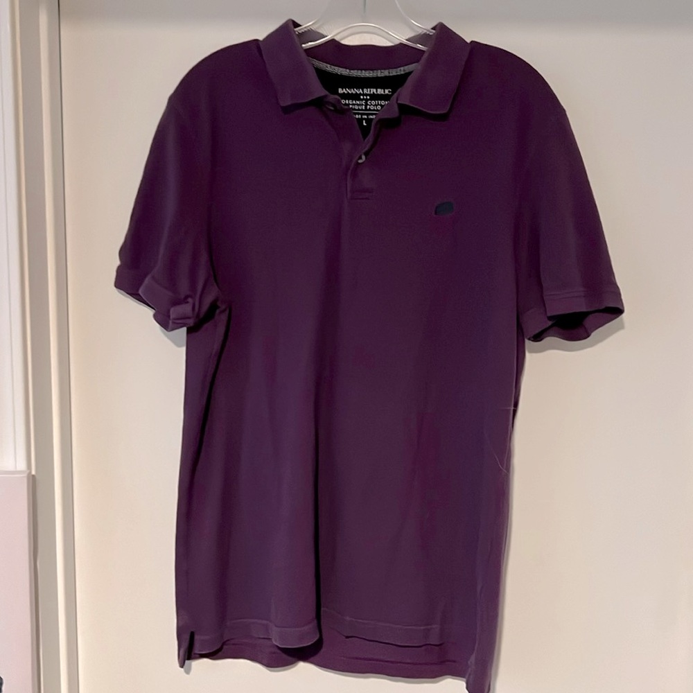 Banana Republic Organic Cotton Purple Polo Shirt Size Large